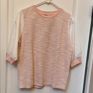 Pink and White Textured Blouse